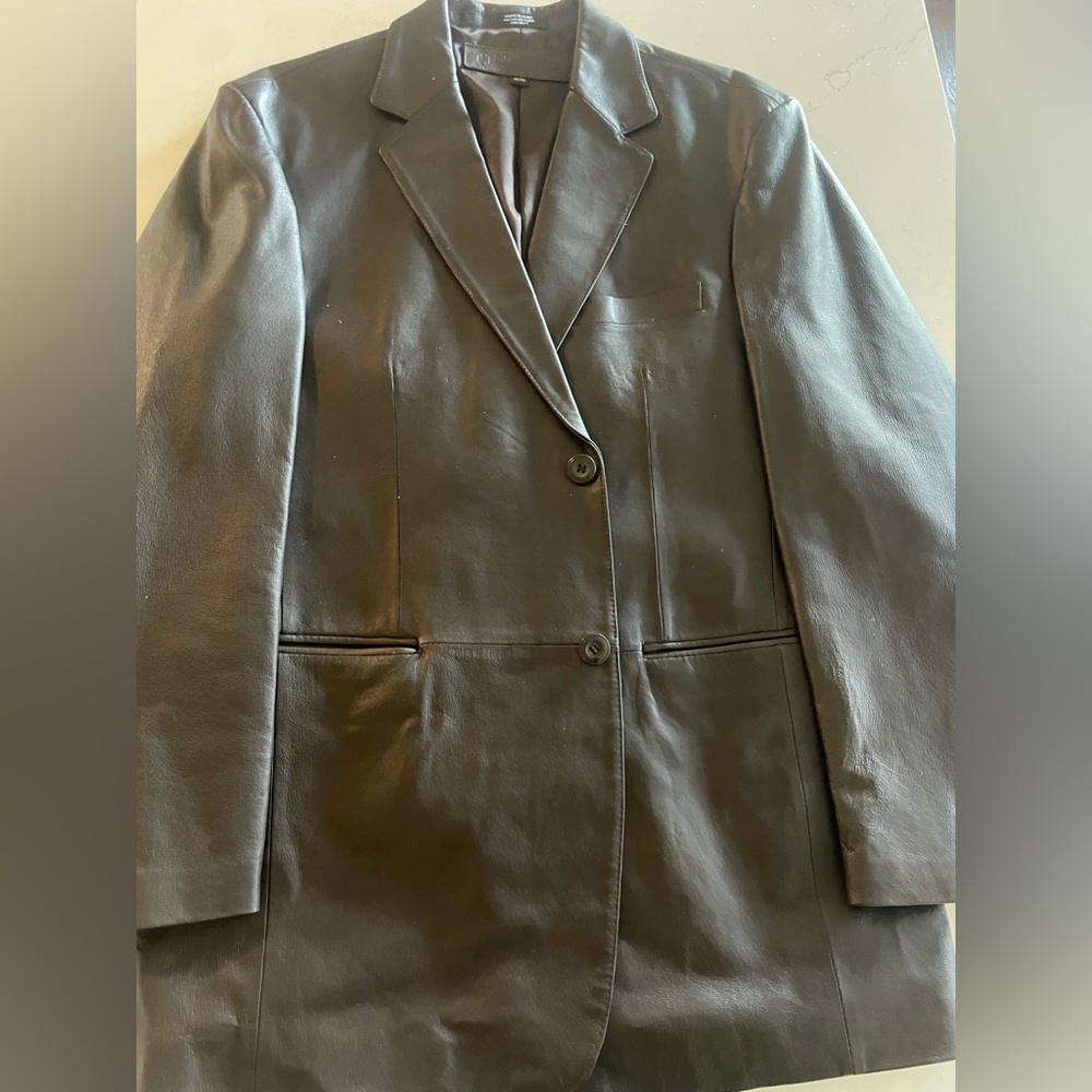 Men's medium brown leather blazer